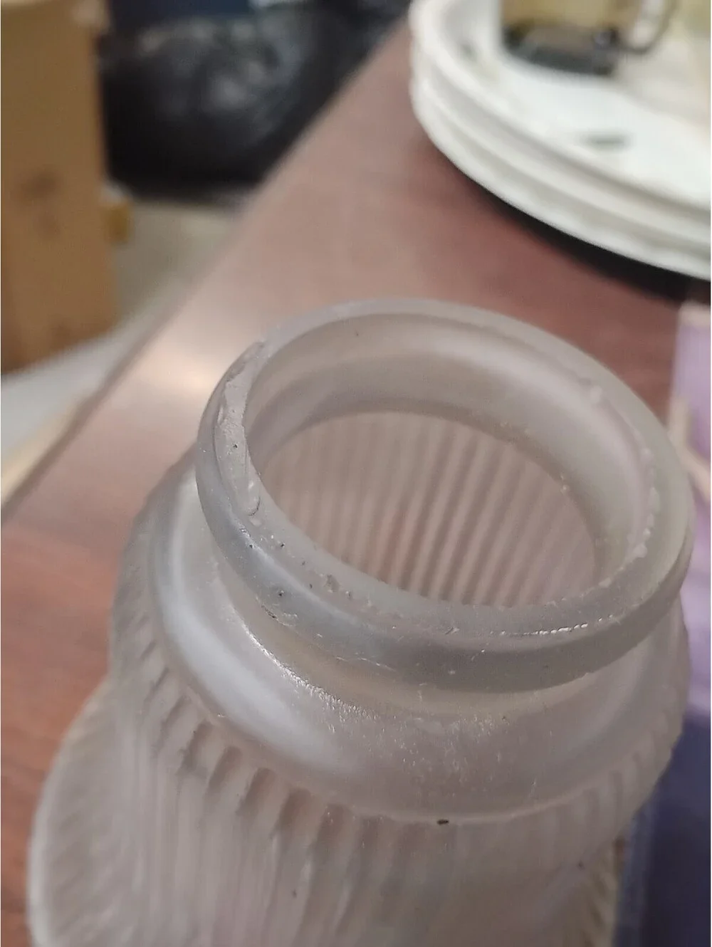 BELL SHAPED FROSTED GLASS LAMP SHADE RIBBED 2” DIAMETER